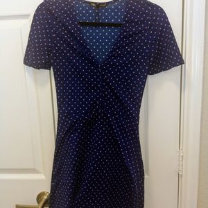 Short Blue and Pink Polka Dot Dress